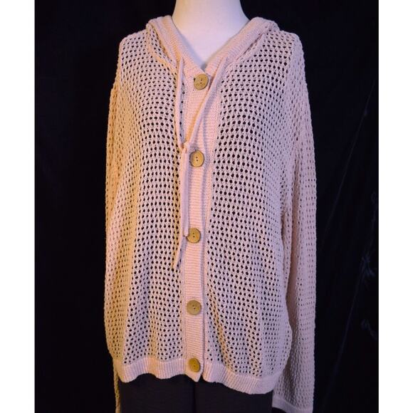 NWT New W/Tag CHARLIE B Pearl Picot Knit Hooded Cardigan Sweater Buttons Size XL - Picture 2 of 9